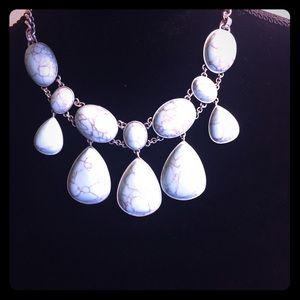 Fossil Silver Tone Turquoise  Necklace